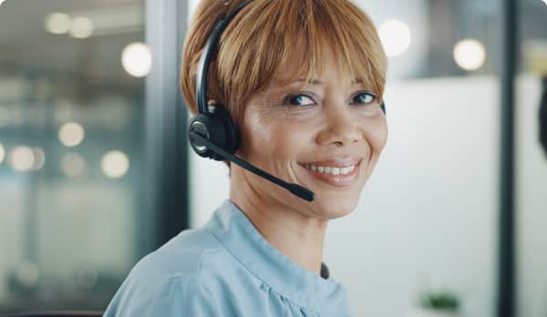 Smiling receptionist with headset
