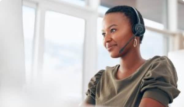 Female receptionist taking calls