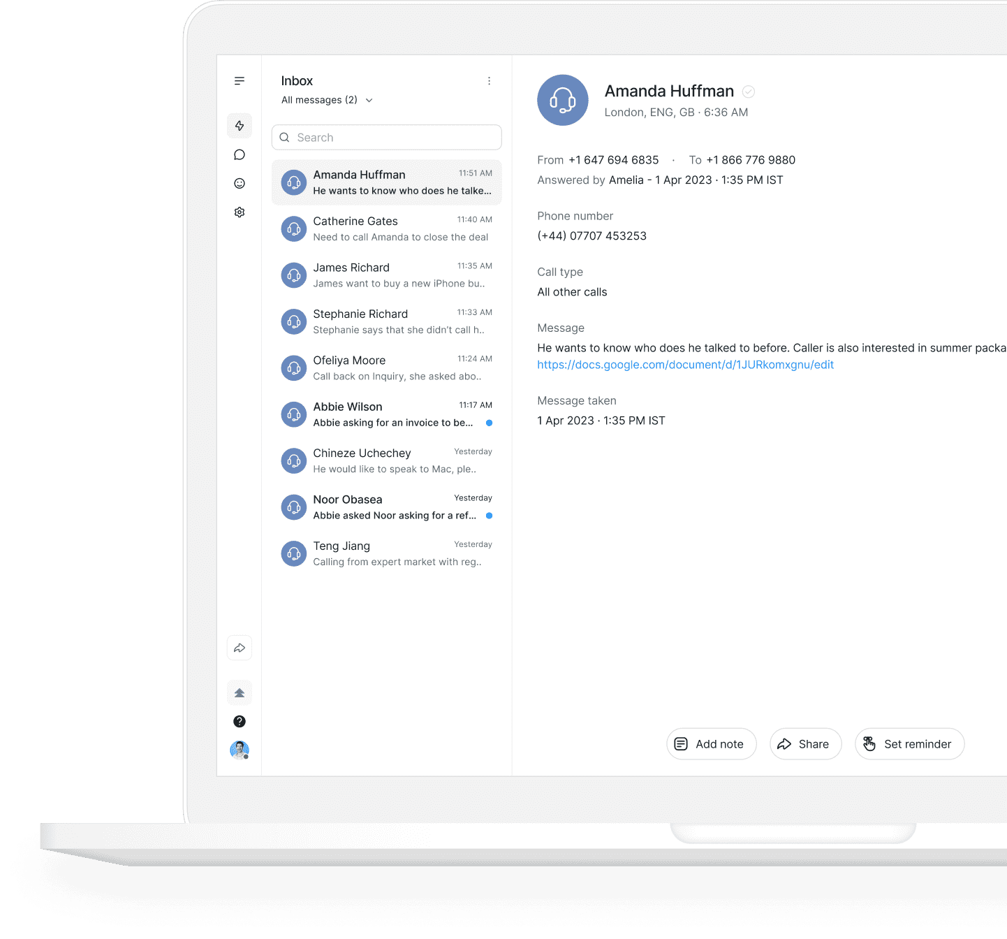 Desktop messages mockup
